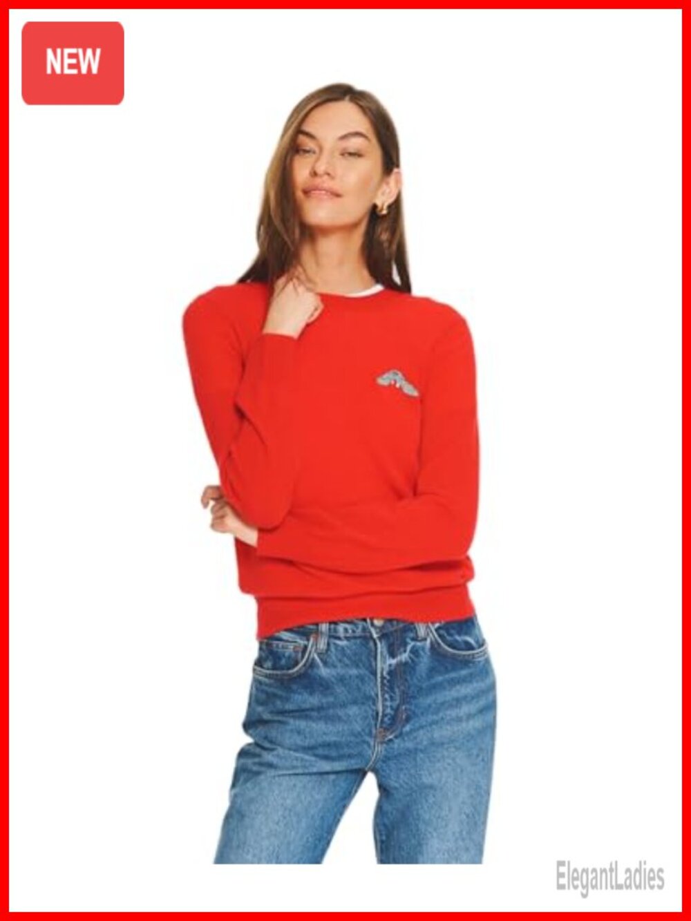 100% Cashmere Crewneck Sweater Classic Fit Pullover Lightweight